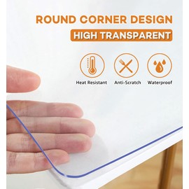 PoPoTo 38x38 Inch New Clear Plastic Desk Pad Dining Table Protector Tablecloth Mat Office Desk Blotter 1.5mm Thick Transparent Waterproof Odorless No-Slip Vinyl Table Cover for Wooden Glass Countertop