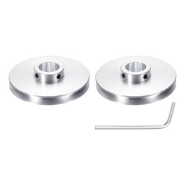 sourcing map 2Pcs Single Groove Pulley, 20mm Fixed Bore 80mm Outer Diameter Aluminum Alloy Mechanical Belt Pulley with Hex Wrench for 6mm PU Round Belt