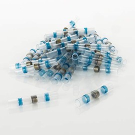 Pack of 25 Solder Connectors with Heat Shrink Tube Waterproof Blue 1.5 - 2.5 mm2