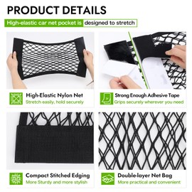 1pcs RV Cargo Storage Mesh Net,Elastic Stretchable Netting Pocket with 2 Adhesive Backing for Camper,Trailer,SUV,Truck (17.7 x 9.5 Inch)–Perfect for Holding Toiletries, Kitchen Supplies,Travel Essenti