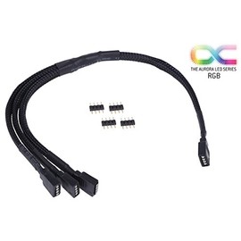 Alphacool 18538 y-cable RGB 4pol to 3x 4pol 30cm incl. connector - black Cables Other cables