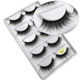 Scala 5 Pairs 3D Handmade Cotton Stalk Water Mink Cross Messy Mink Eye Lashes False Eyelashes 6 Styles to Choose (G801)