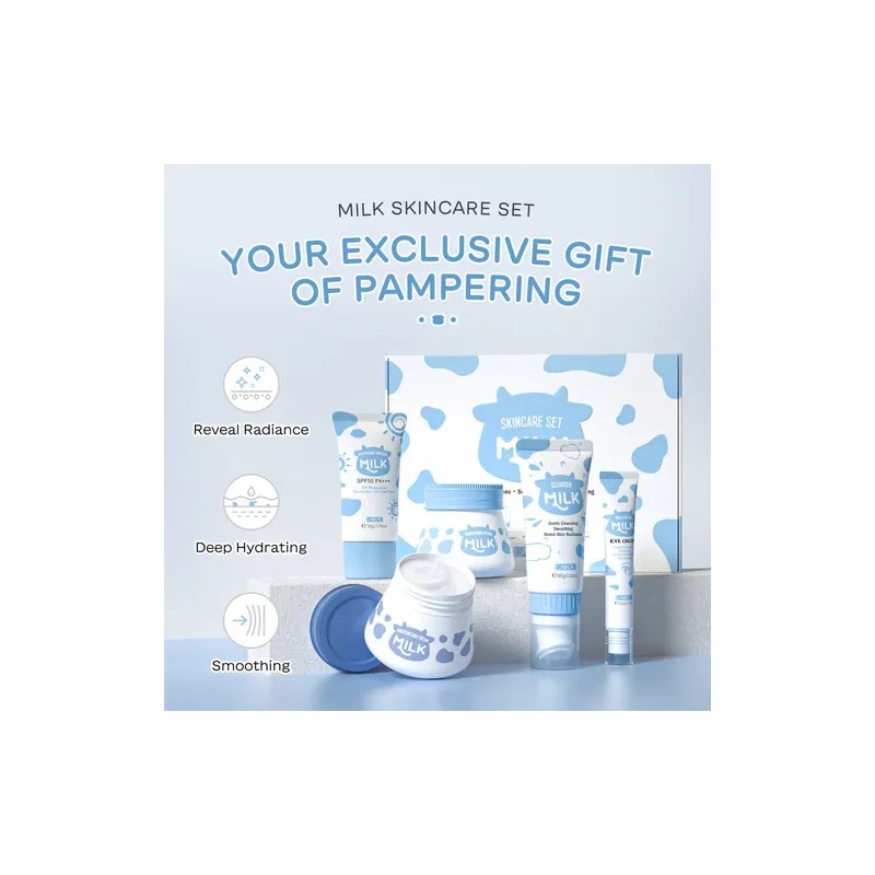 Set De Cuidado Facial Leche 5pcs Laikou Piel Suave