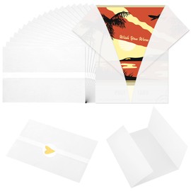 60pcs Pre-Folded Vellum Jackets with 80pcs Love Stickers, 5x7inch Vellum Paper Jackets Translucent Vellum Wrap Jackets for Wedding Baby Shower Birthday Party Invitation