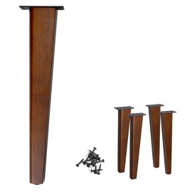 AKB Hardware 4 Pcs Set Solid Wood Furniture Legs – Darker Medium Brown Finish for Sofa, Table, Bench, Chair (16" H StraightStyle)