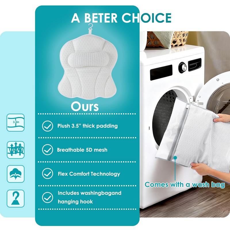 Bath Pillow Bathtub Pillow Luxury Bath Pillows for Tub Neck