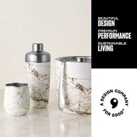 S'well 18oz Shaker with Jigger Carafe, 2 Piece Set, Calacatta Gold