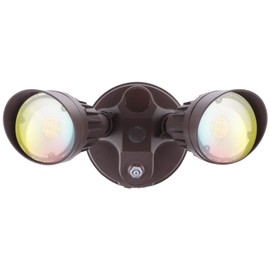 LEONLITE 3CCT Dusk to Dawn LED Security Lights, Adjustable Dual-Head Flood Light Outdoor with Photocell, 3000K/4000K/5000K Selectable, 25W(200W Equiv.), Wet Location, Aluminum, ETL Listed, Bronze