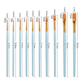 adspow Nylon Paint Brushes (10 Pcs), Acrylic Gouache Oil Paint Brush Set, Oil Painting for Beginners, Artists (Blue)