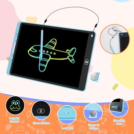 12 Inch LCD Writing Tablet for Kids & Adults - Pressure Sensitive Color Doodle Board with Lock Function, Ultra-Thin Reusable Notebook, Eco-Friendly Educational Toy