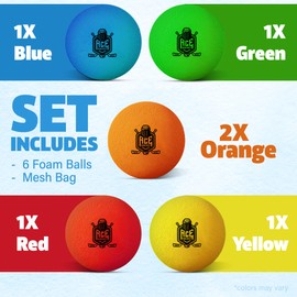 ACE HOCKEY Mini Hockey Balls - 6 Soft Foam Balls for Knee and Floor Hockey - 2" Indoor Mini Hockey Balls