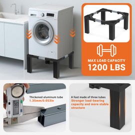 Nefish Steel Laundry Pedestal Height 12" Heavy Duty Washing Machine Pedestals Stand Adjustable Refrigerator Base with 4 Strong Feet 21-29 Inch Universal Appliance Stand Multi-Functional Base for Dryer