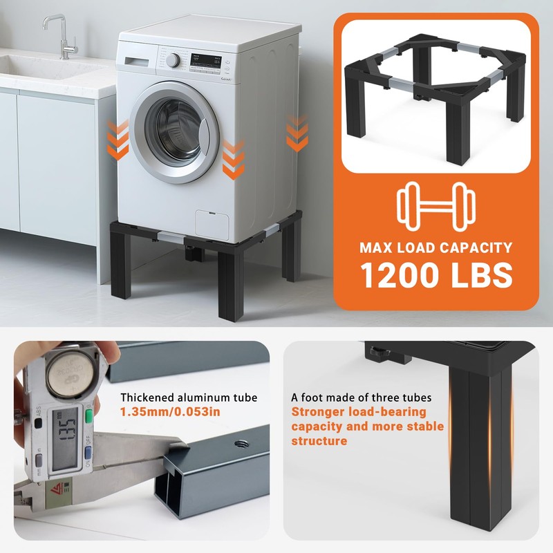 Nefish Steel Laundry Pedestal Height 12" Heavy Duty Washing Machine