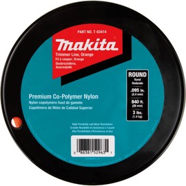Makita T-03414 Round Trimmer Line, 0.095”, Orange, 840’, 3 lbs.
