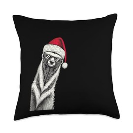 Honey Badger Christmas Santa Hat Pajama Funny Xmas Throw Pillow
