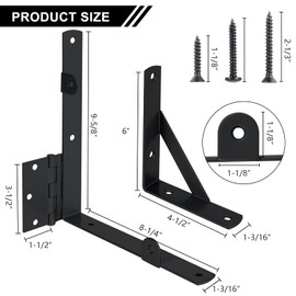 Securitoday Gate Hardware Kit for Wood Fence, Corner Brace Bracket, Anti Sag Frame Hardware With Latch and Hinges for Wooden Fence Driveway, Black, MKZJ1115