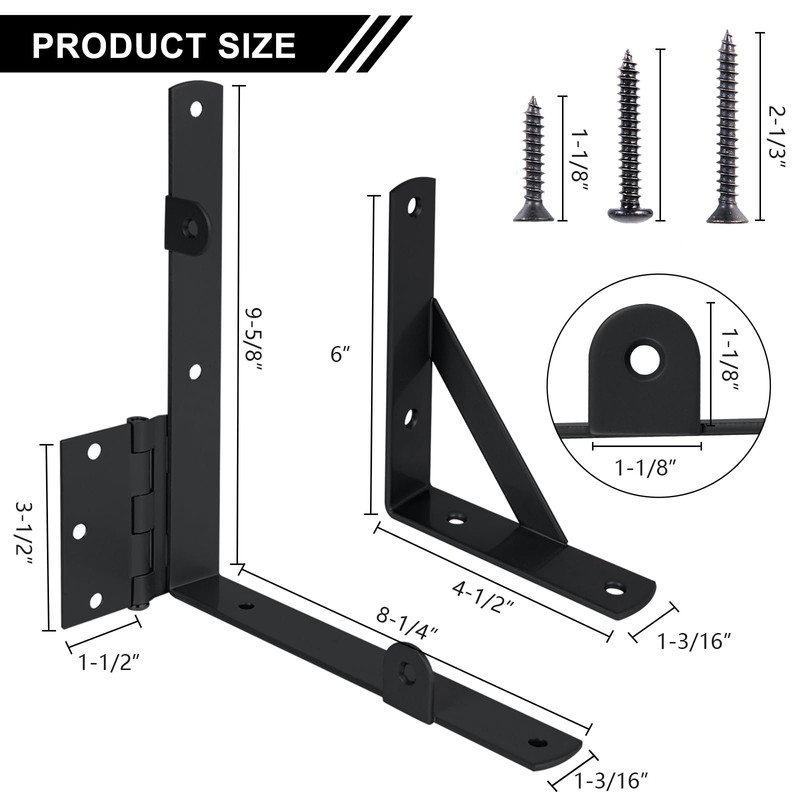 Securitoday Gate Hardware Kit for Wood Fence, Corner Brace Bracket,