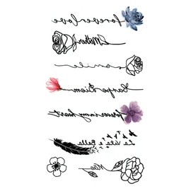 KING HORSE Tattoo Sticker English Letters Flower (hmm1356)