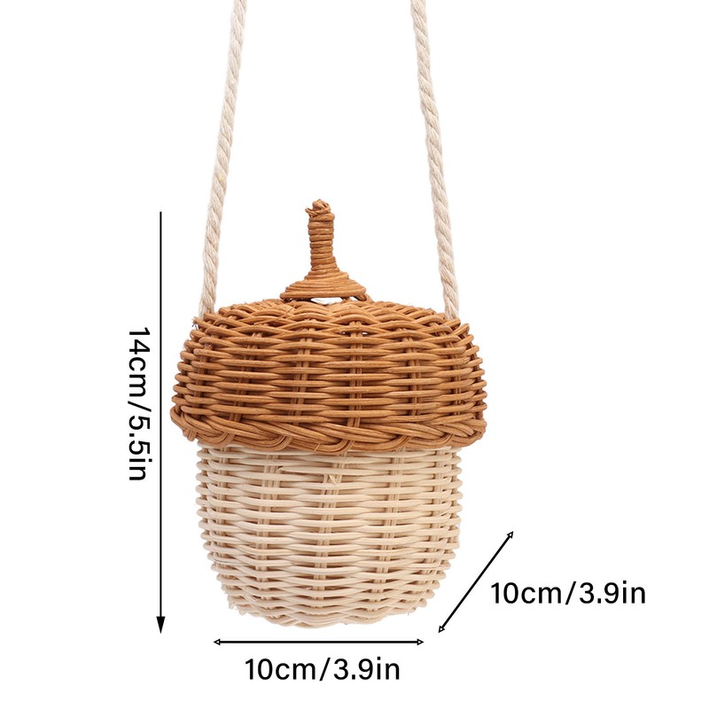 Kids Rattan Storage Basket Hand Woven Decorative Acorn Shaped Basket