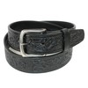 CTM® Embossed Leather Money Belt with Removable Buckle, 36, Black