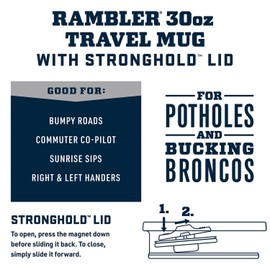 YETI Rambler 30 oz Travel Mug, Stainless Steel, Vacuum Insulated with Stronghold Lid, Big Wave Blue