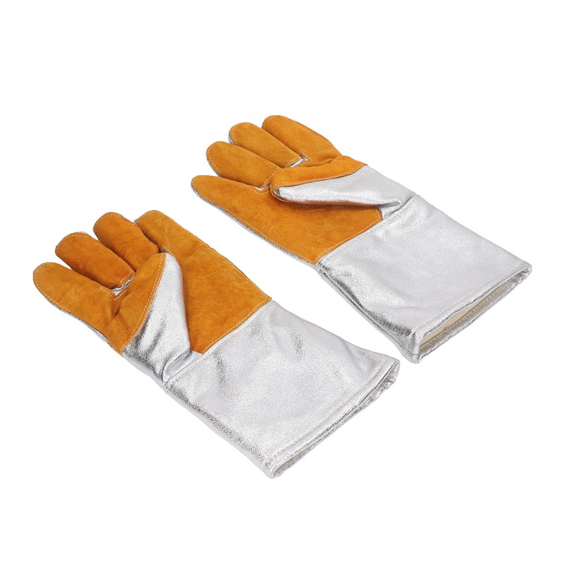 1 Pair Cowhide Welding Gloves Heat Resistant Fireproof Hard Wearing