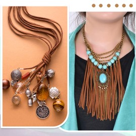 Leather Cord Leather Cord Flat Leather Cords 90 m x 3 mm Faux Suede Cord Suede Cord Classic Craft Leather Cords Faux Thread Vintage Suede Cord for DIY Bracelet Necklace (Light Brown)