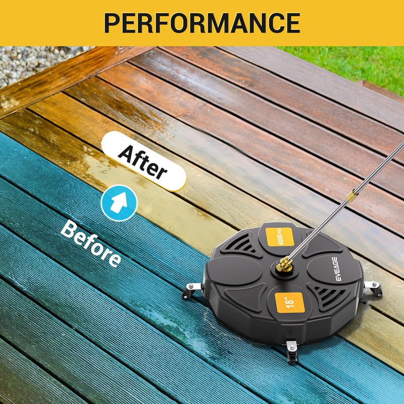 EVEAGE 18 Inch Large Size Pressure Washer Surface Cleaner Attachment