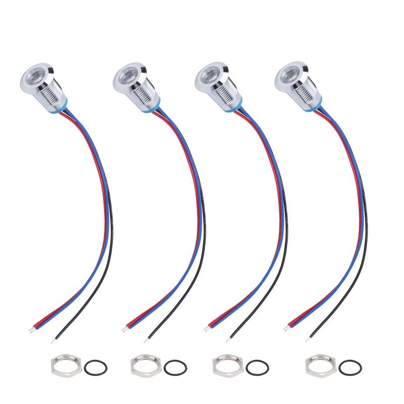 4 Sets PreWired Round LEDs Waterproof 2Color Indicator Lights Common