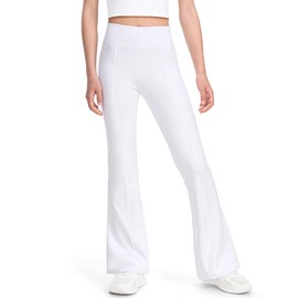 JOCMIC Girls Flare Leggings High Waisted Bell Bottom Flared Yoga Pants with Hidden Pockets White 11-12 Years