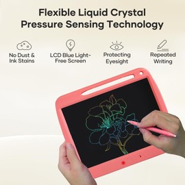 LCD Writing Tablet, 9 Inch Colorful Doodle Board Drawing Tablet for Kids, Kids Travel Games Activity Learning Toys Birthday Gifts for 3 4 5 6 Year Old Boys and Girls Toddlers, Pink