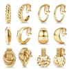 Thunaraz 6 Pairs Clip on Earrings 14K Gold Plated Clip