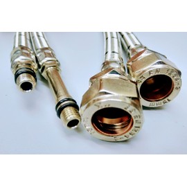 AK Monobloc Tap Tail Connector Flexible Hose M8 X 15mm Compression X 500 mm (1 Pair)