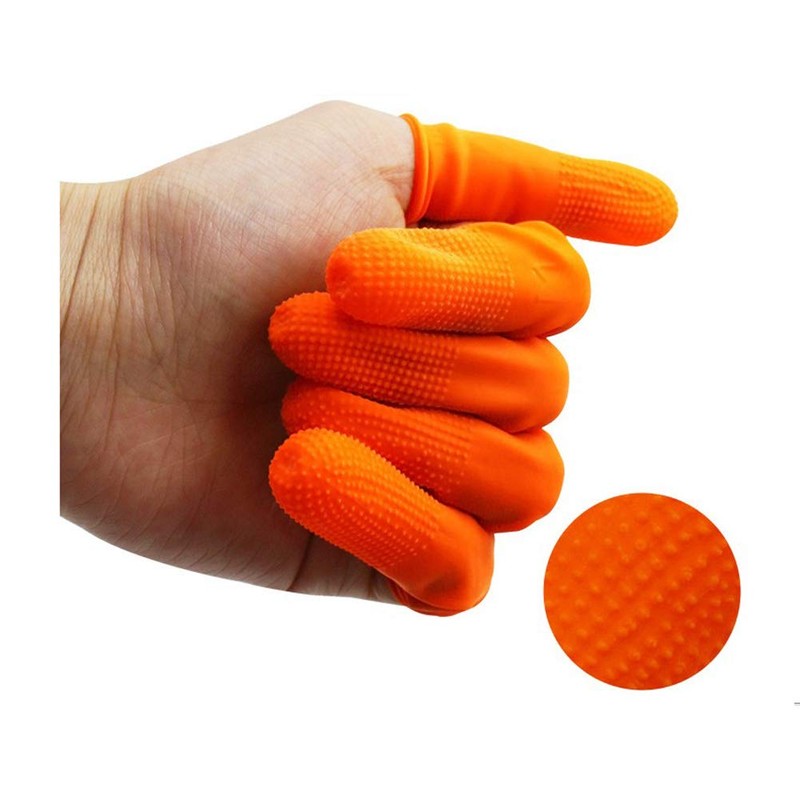 Pack of 100 Rubber Finger Cots Latex Finger Covers Non-Slip