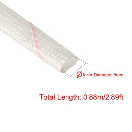 uxcell Fiberglass Heat Shield Sleeve 5mm(3/16-inch) ID x 2.89ft Adjustable PVC Silicone Fiberglass Sleeve Pipe