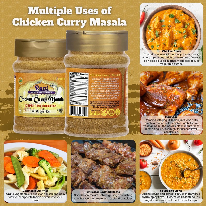 Rani Chicken Curry Masala Indian 13-Spice Blend 3oz (85g) PET