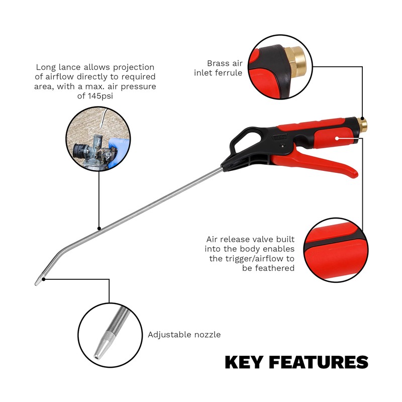 Sealey Air Blow Gun 270mm with 1/4"BSP Air Inlet -