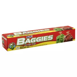 Hefty Brand New Hefty Baggies Gallon Sized Count of 50 with Ties