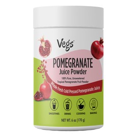 Vegs Pomegranate Juice Powder - Freeze Dried Organic Pomegranate Powder with Antioxidants - Sugar-Free Cold Pressed Tropical Fruit for Smoothies, Drinks, Cooking, Baking - Vegan, Non-GMO - 6 Oz