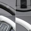 MEWANT Hand Sewn White Leather Steering Wheel Cover Wrap for