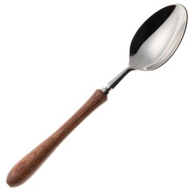 Nagao Tsubamesanjo Boston Dessert Spoon, 7.6 inches (19.2 cm), 18-8 Stainless Steel, Laminated Reinforced Wood, Made in Japan