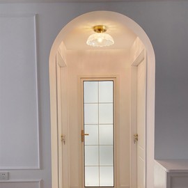 BAVGARI Semi Flush Mount Ceiling Light Hallway Light Fixtures Gold Light Fixture Glass Flush Mount Ceiling Light Vintage Ceiling Light Lighting Fixtures for Bathroom Entryway Laundry Room Entry