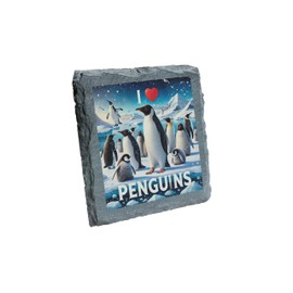 I Love Penguins Slate Coaster – Realistic Penguin Design (slco-kf25-lovepenguinsrealkvd)
