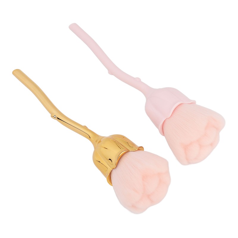 2pcs Nail Dust Remover Pink Rose Nail Powder Cleaning Brush