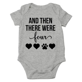 AW Fashions And Then There Were Four - My Siblings Have Paws - New To The Crew - Cute One-Piece Infant Baby Bodysuit, Sports Grey, 6 Months