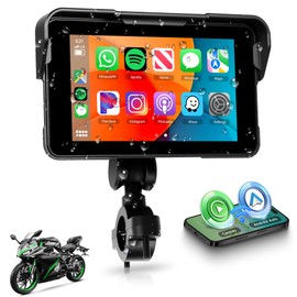 Orderich Motorcycle CarPlay Screen 5 Inch Wireless Carplay Android Auto for Motorbike with Removable Bracket, Waterproof Touchscreen, Supports GPS Navi, IP68 Waterproof for Motorbike, Voice Control