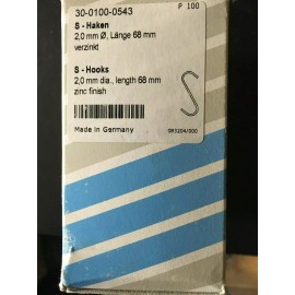 Generic S-hooks(100 count) 2mm diameter 68 mm length zinc plated