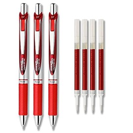 Pentel Energel Deluxe Rtx Liquid Gel Ink Pen Set Kit, Pack Of 3 With 4 Refills (