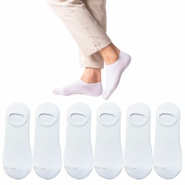 AWOCAN 6PCS No Show Socks Women Low Cut Invisible Soft Summer Non-Slip Liner Socks for Flats High Heels Breathable for Men Women (Cotton+Spandex, white)