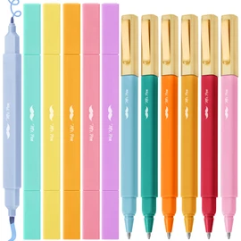 Mr. Pen- Dual Tip Aesthetic Highlighters and Pens No Bleed, 12Pack, Assorted Colors Bible Highlighters No Bleed Highlighters for Bibles, Black Ink Bible Pens No Bleed Through Ballpoint Pens Ballpoint